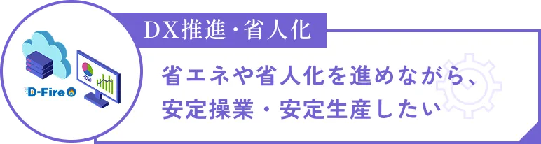 DX推進・省人化　省エネや省人化を進めながら、安定操業・安定生産したい