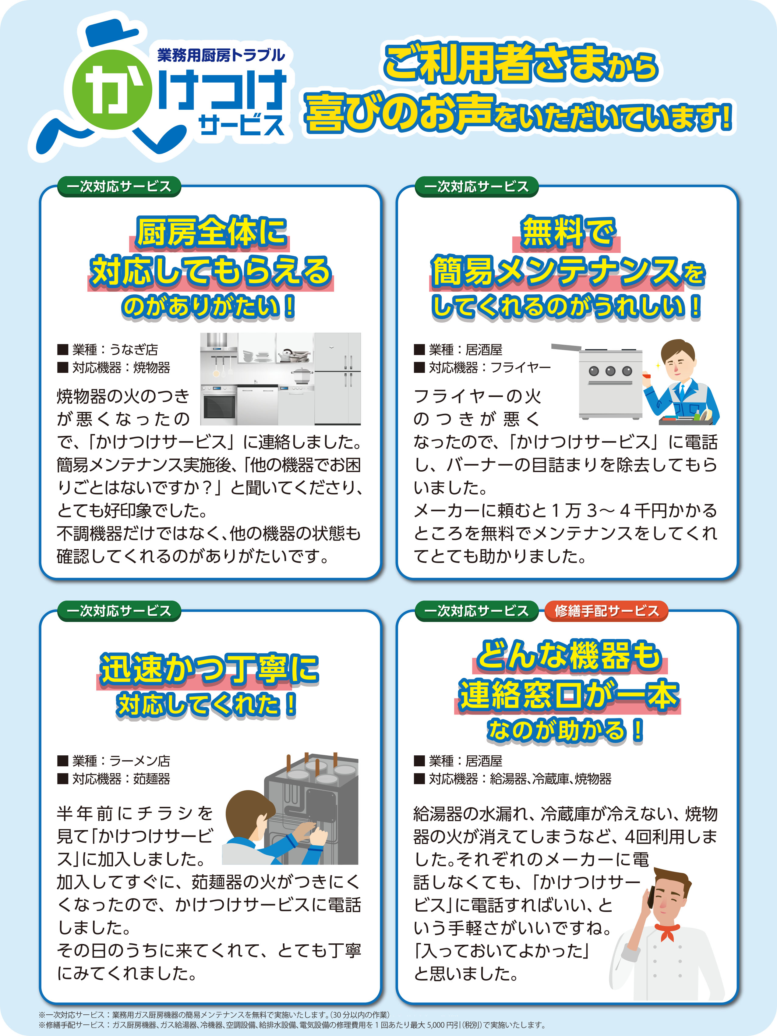 業務用厨房トラブル かけつけサービス 業務用 産業用のお客さま 大阪ガス